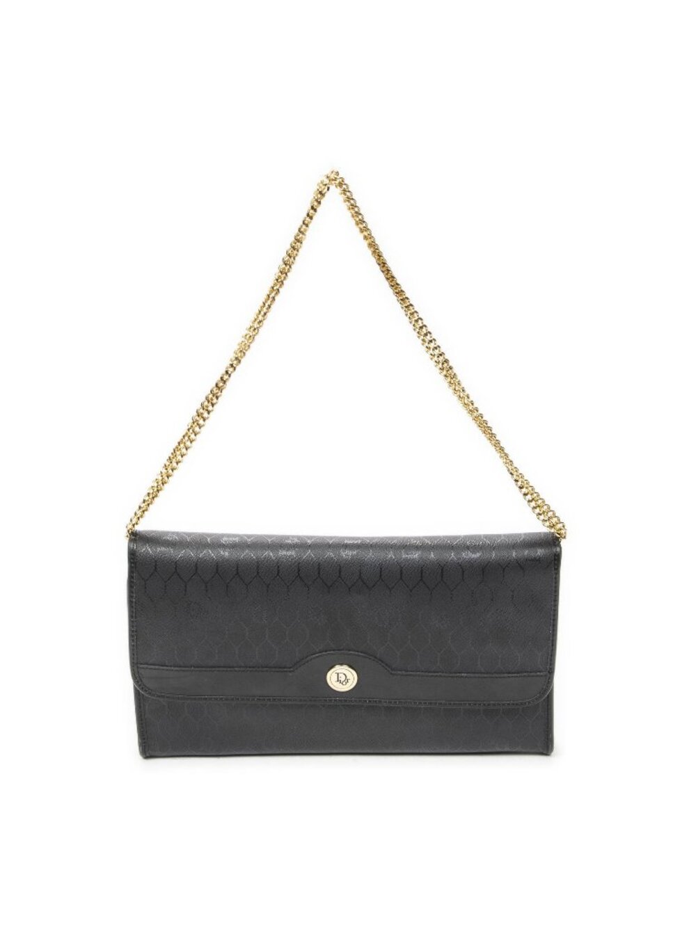Dior Vintage Flap Clutch Black Honeycomb Canvas - Picture 1 of 10